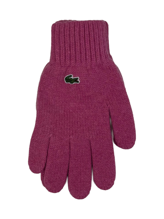 Lacoste Pink Crocodile Logo Gloves