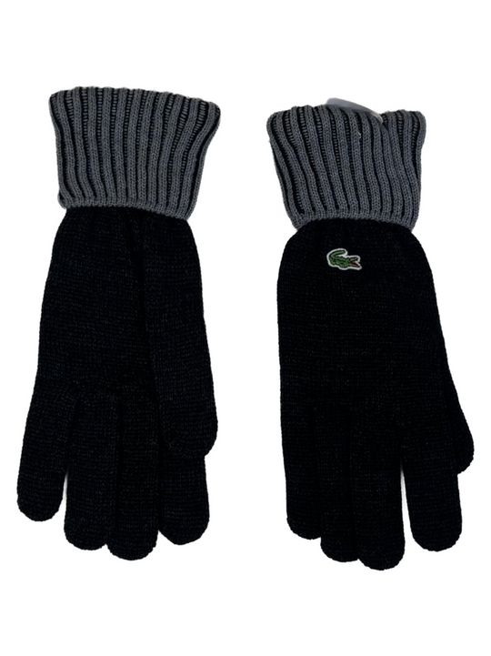 Lacoste Check Grey Navy Crocodile Logo Gloves