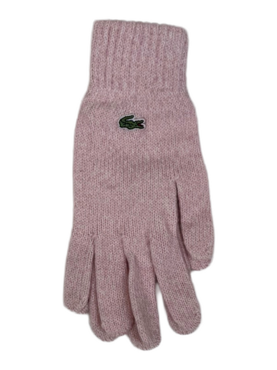Lacoste Light Pink Crocodile Logo Gloves