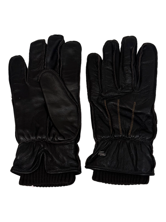 Lacoste Check Brown Crocodile Logo Gloves