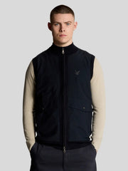 Lyle & Scott Dark Navy Milano Hybrid Full Zip Knitted Vest