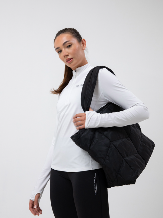 Fine White Line Padded Tote Bag