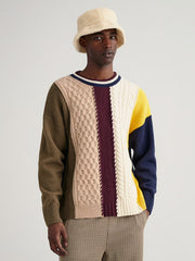 Gant Evening Blue Patched Cable Crew Neck Sweatshirt