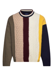 Gant Evening Blue Patched Cable Crew Neck Sweatshirt