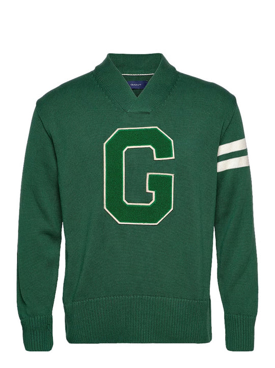 Gant Forest Green Collegiate V-Neck Sweat