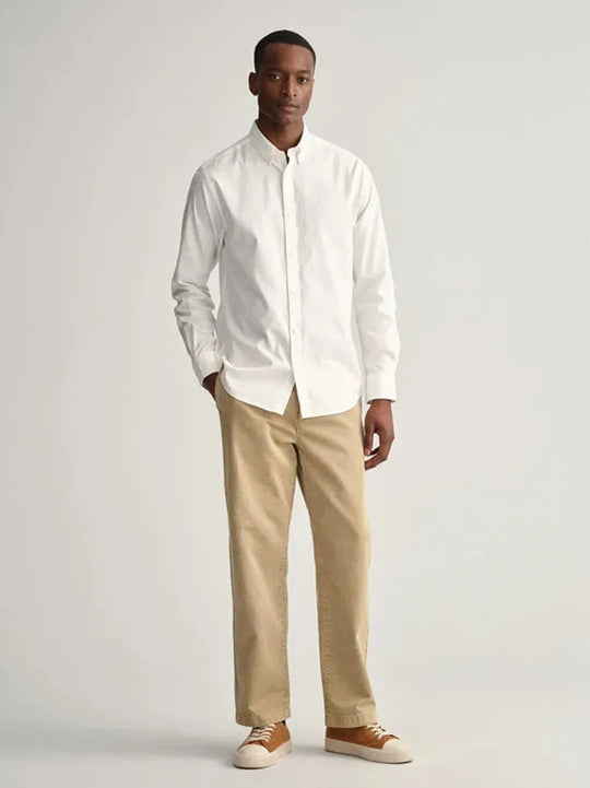 Gant White Regular Pinpoint Oxford Button Down Shirt
