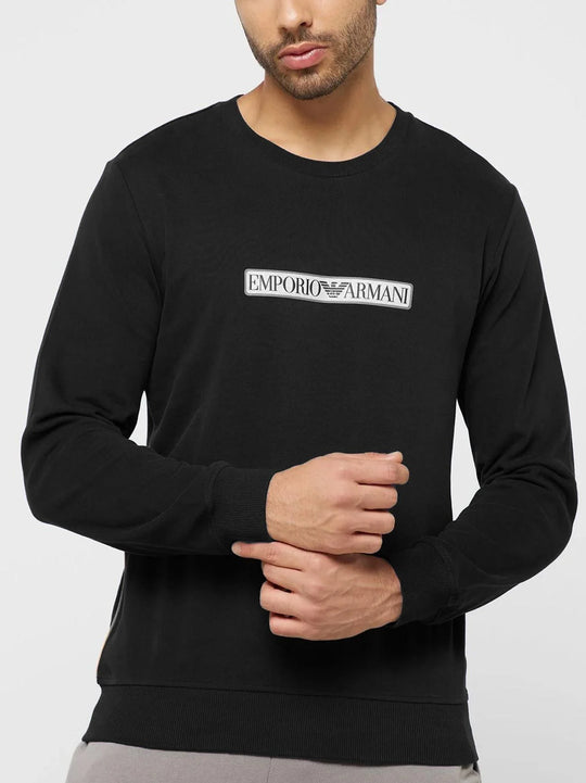 Emporio Armani Mens Black Crew Neck Sweatshirt