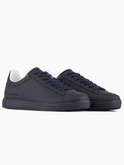 Armani Exchange Mens Navy Leather Trainer