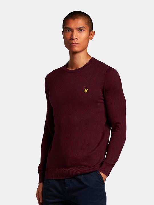 Lyle & Scott Burgundy Cotton Merino Crew Jumper