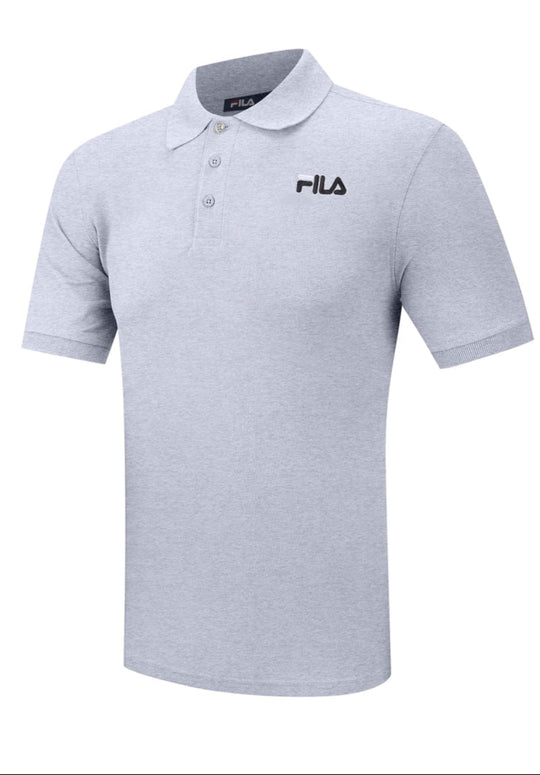 Fila Light Grey Marl Otis Graphic Polo Shirt