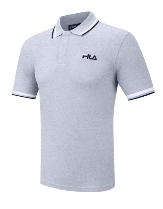 Fila Light Grey Marl Bowey Graphic Polo Shirt