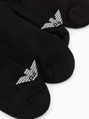 Emporio Armani Mens Black 2-Pack Logo Tape Sock