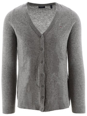 Gant Grey Melange Lambswool Blend V-Cardigan