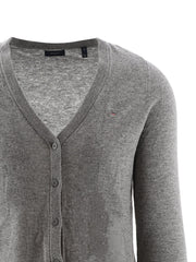 Gant Grey Melange Lambswool Blend V-Cardigan