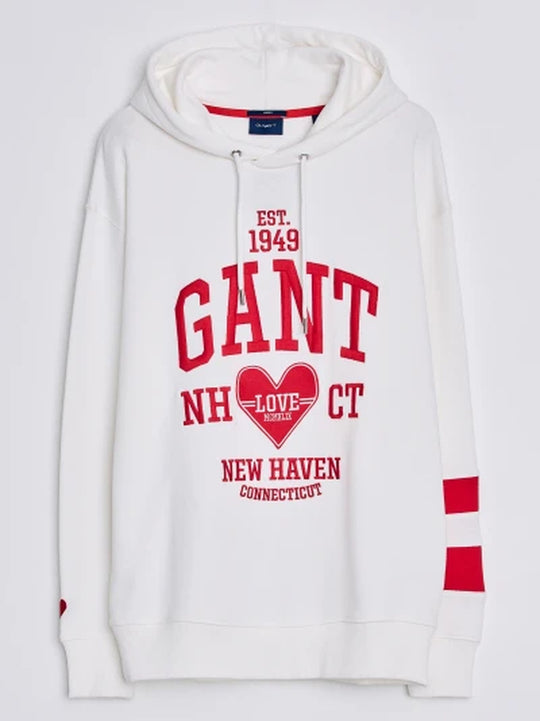 Gant Eggshell Unisex Collegiate Heart Hoodie