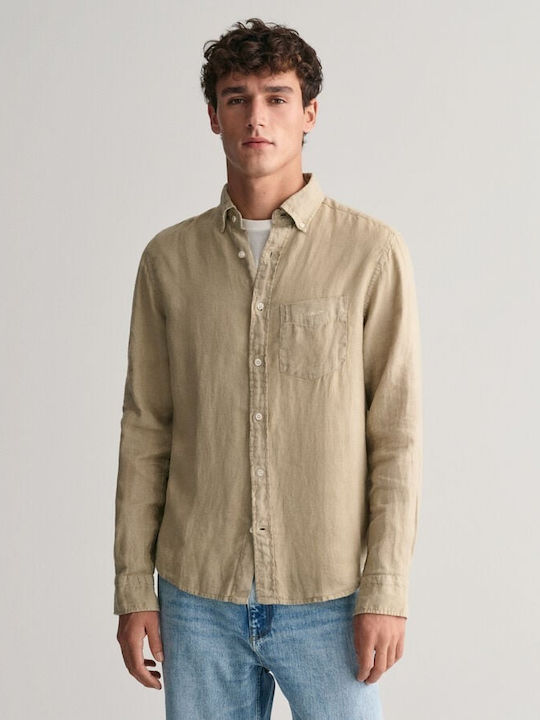 Gant Concrete Beige Garment Dyed Linen Shirt