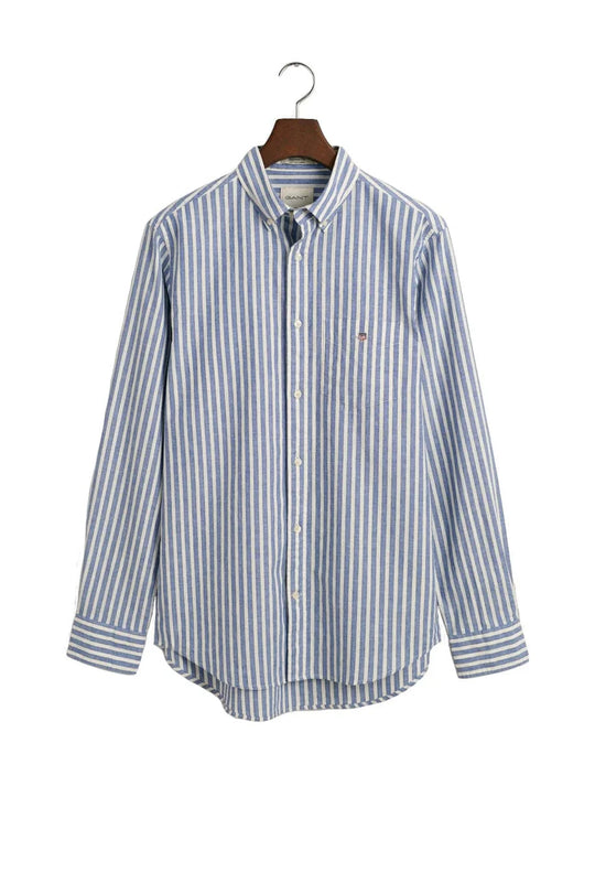 Gant Rich Blue Cotton Linen Stripe Shirt