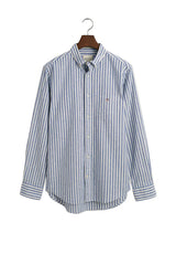 Gant Rich Blue Cotton Linen Stripe Shirt