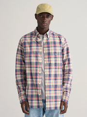 Gant Dusty Blue Sea Cotton Linen Check Shirt
