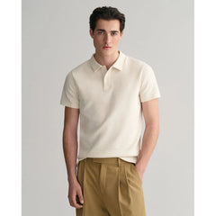 Gant Cream Waffle Texture Short Sleeve Piqué Polo Shirt