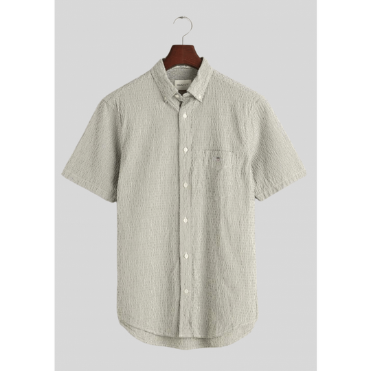 Gant Pine Green Seersucker Stripe Short Sleeve Shirt