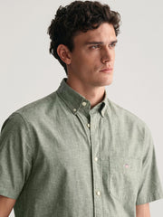 Gant Pine Green Cotton Linen Short Sleeve Shirt