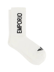 Emporio Armani Mens White 2-Pack Logo Tape Sock