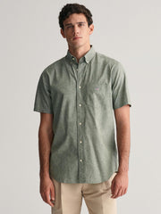 Gant Pine Green Cotton Linen Short Sleeve Shirt