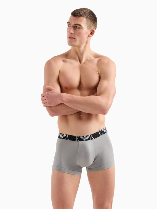 Emporio Armani Mens Black Stone 3-Pack Logo Waist Trunk