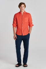 Gant Burnt Orange Garment Dyed Linen Shirt