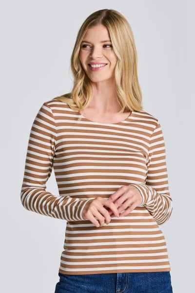 Gant Roasted Walnut Rib Stripe Long Sleeve T-Shirt