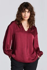 Gant Plumped Red Stand Collar Popover Blouse