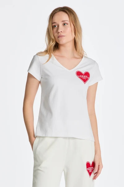 Gant Blushing Pink Collegiate Heart Short Sleeve T-Shirt