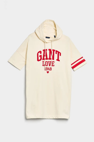 Gant Eggshell Collegiate Heart Hoodie Dress