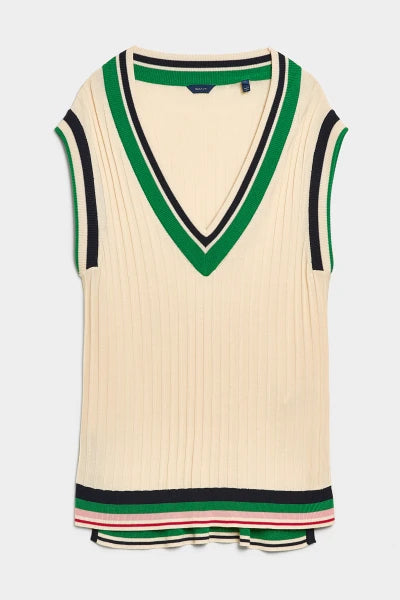 Gant Linen Striped Rib Knit Vest