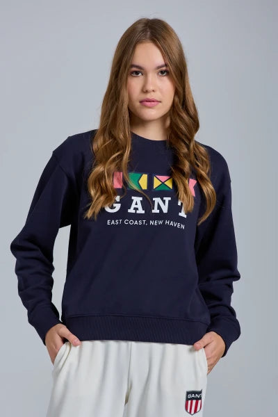 Gant Evening Blue Flags Crew Neck Sweat