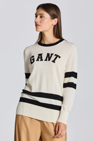Gant Linen Collegiate Crew Neck Knit