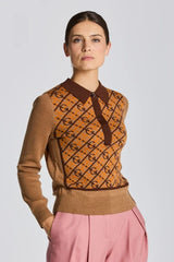 Gant Roasted Walnut G Pattern Collar Top