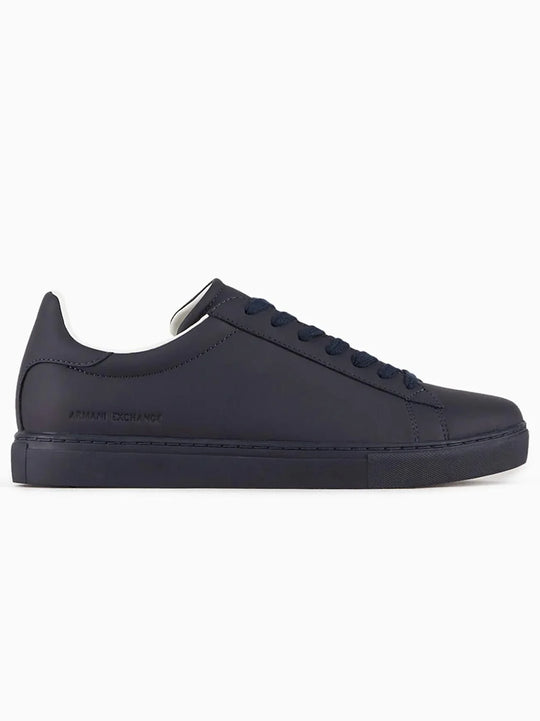 Armani Exchange Mens Navy Leather Trainer