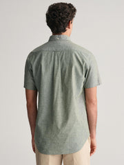 Gant Pine Green Cotton Linen Short Sleeve Shirt