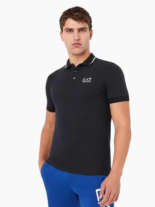 EA7 Mens Night Blue Logo Polo Shirt