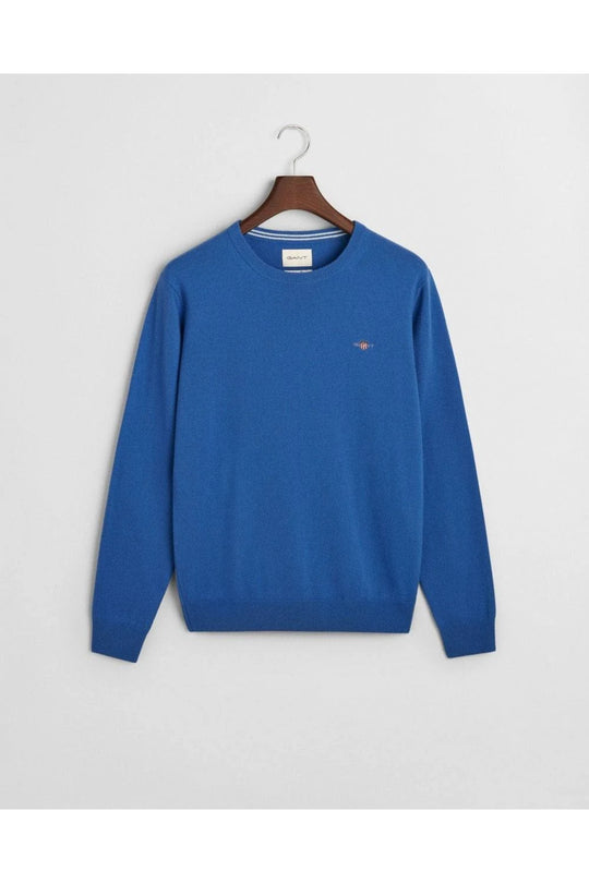 Gant Mid Blue Lambswool Blend Crew