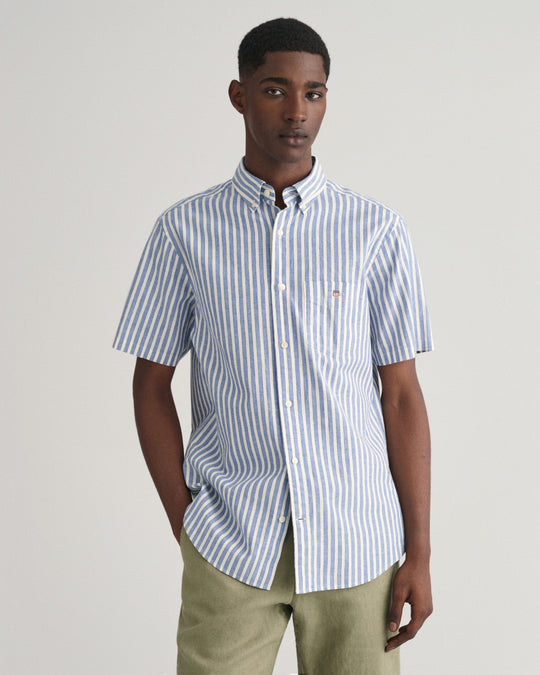 Gant Rich Blue Seersucker Stripe Short Sleeve Shirt