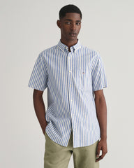 Gant Rich Blue Seersucker Stripe Short Sleeve Shirt