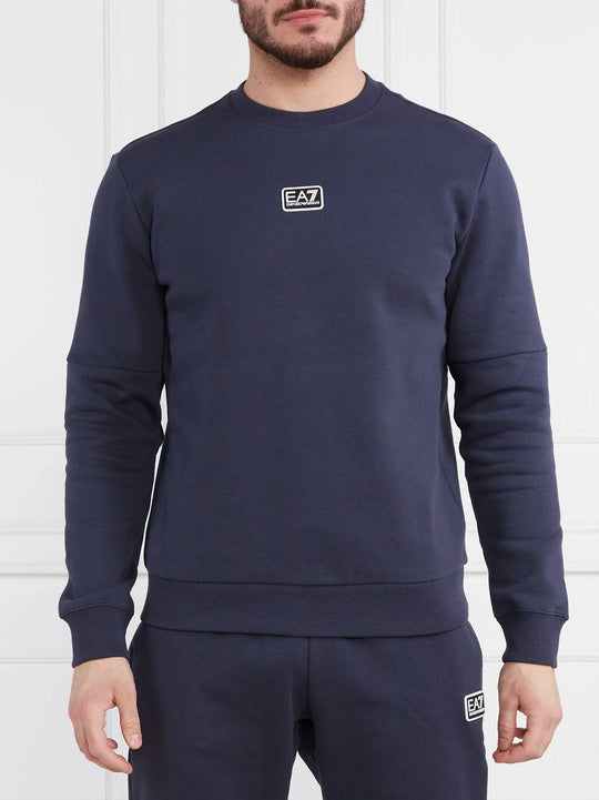 EA7 Navy Blue Logo Hooded Sweatshirt