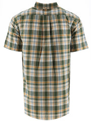 Gant Pine Green Cotton Linen Check Short Sleeve Shirt