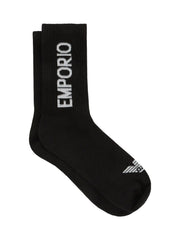 Emporio Armani Mens Black 2-Pack Logo Tape Sock