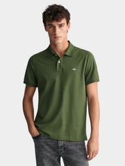 Gant Pine Green Shield Short Sleeve Piqué Polo Shirt