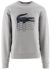 Lacoste Grey Navy Logo Crew Neck Sweatshirt