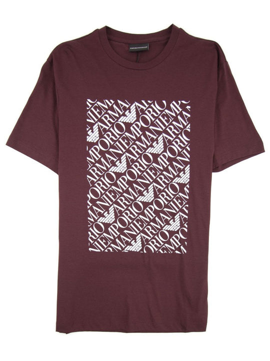 Armani Mens Maroon Logo T-Shirt